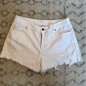 Aerie White Distressed Jean Shorts